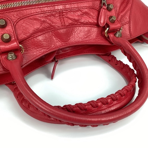 AUTH BALENCIAGA LE CITY MOTORCYCLE BAG RED TAHITIAN ROSE 🌹 AUTHENTICATED✅ - Picture 6 of 16